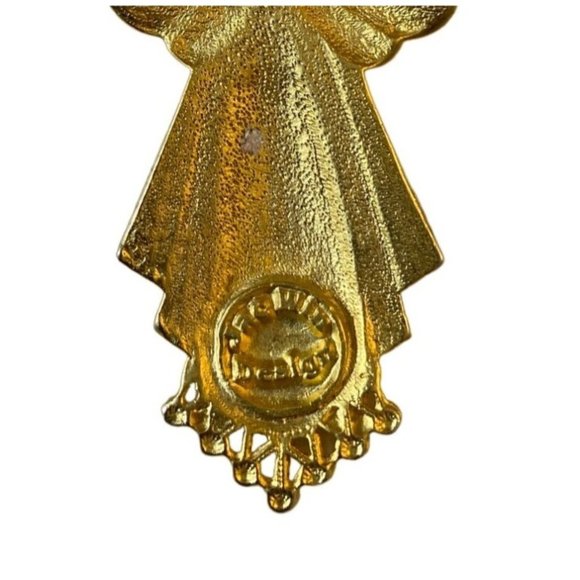 Jac Win Design Costume Jewelry Goldtone Angel Christmas 2.5 inch Vintage - Picture 3 of 3
